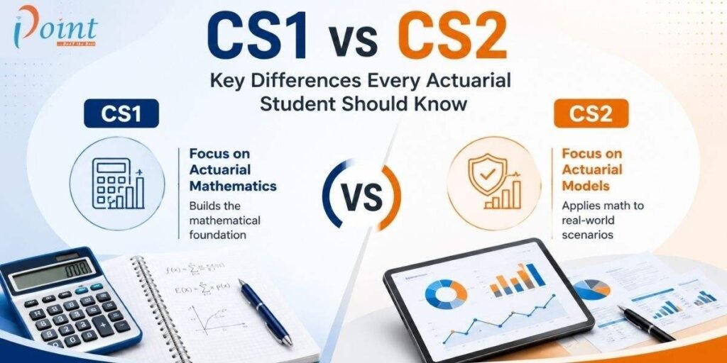 CS1 vs CS2 comparison showing actuarial statistics exams, syllabus differences, and preparation guidance for students